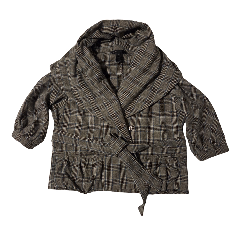 Marc Jacobs Plaid Women's Jacket with Belt Wool
